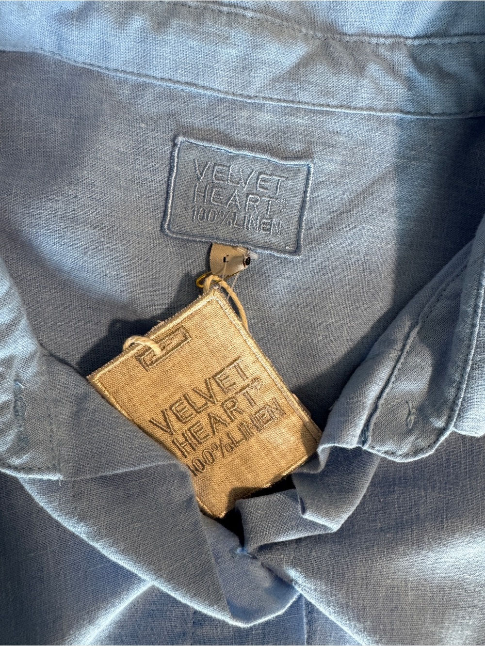 NWT Velvet Heart 100% Linen Blue Button Down Shirt Size L - Picture 7 of 9